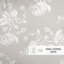 Roses - Set De 2 Taies D'Oreiller Satin De Coton Roses Taupe