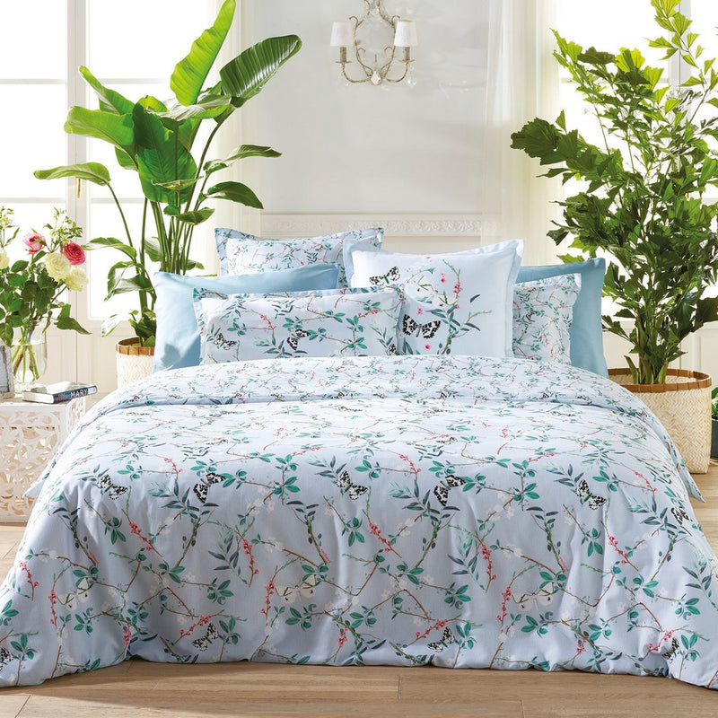 Buddleia / Buddleia Small - Drap-Housse Satin De Coton Uni Bleu Sarcelle
