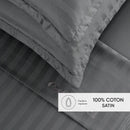Jacquard - Ensemble De Draps Satin De Coton Rayure Tissé Jacquard Gris Foncé