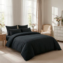 Jacquard - Set De 2 Taies D'Oreiller Satin De Coton Rayure Tissé Jacquard Noir