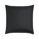 Jacquard - Set De 2 Taies D'Oreiller Satin De Coton Rayure Tissé Jacquard Noir