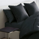 Jacquard - Set De 2 Taies D'Oreiller Satin De Coton Rayure Tissé Jacquard Noir