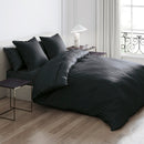 Jacquard - Set De 2 Taies D'Oreiller Satin De Coton Rayure Tissé Jacquard Noir