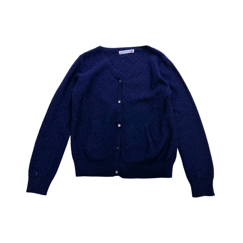 Bonpoint - Cardigan Bleu Marine En Laine - 10 Ans