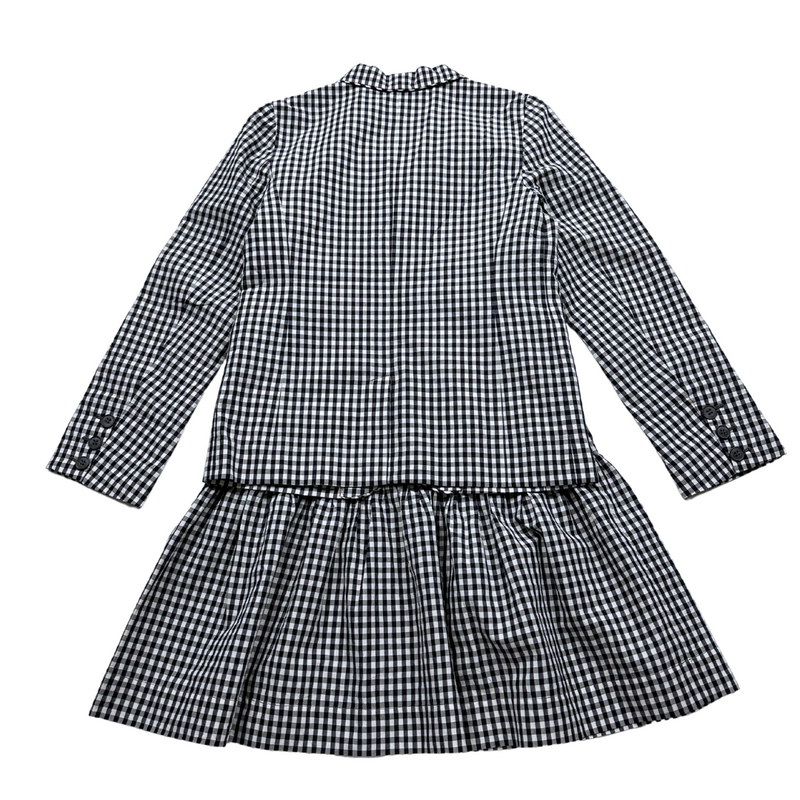 Bonpoint - Ensemble Robe Et Blazer Imprimé Vichy Noir Et Blanc - 10 Ans