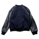 Bonpoint - Veste Bomber En Laine Et Cuir D'Agneau Noire Et Bleu - 12 Ans