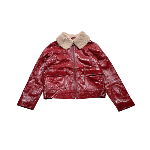 Bonpoint - Manteau Rouge Et Col En Fourrure - 12 Ans