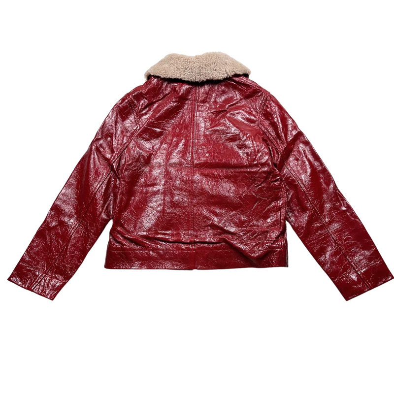 Bonpoint - Manteau Rouge Et Col En Fourrure - 12 Ans