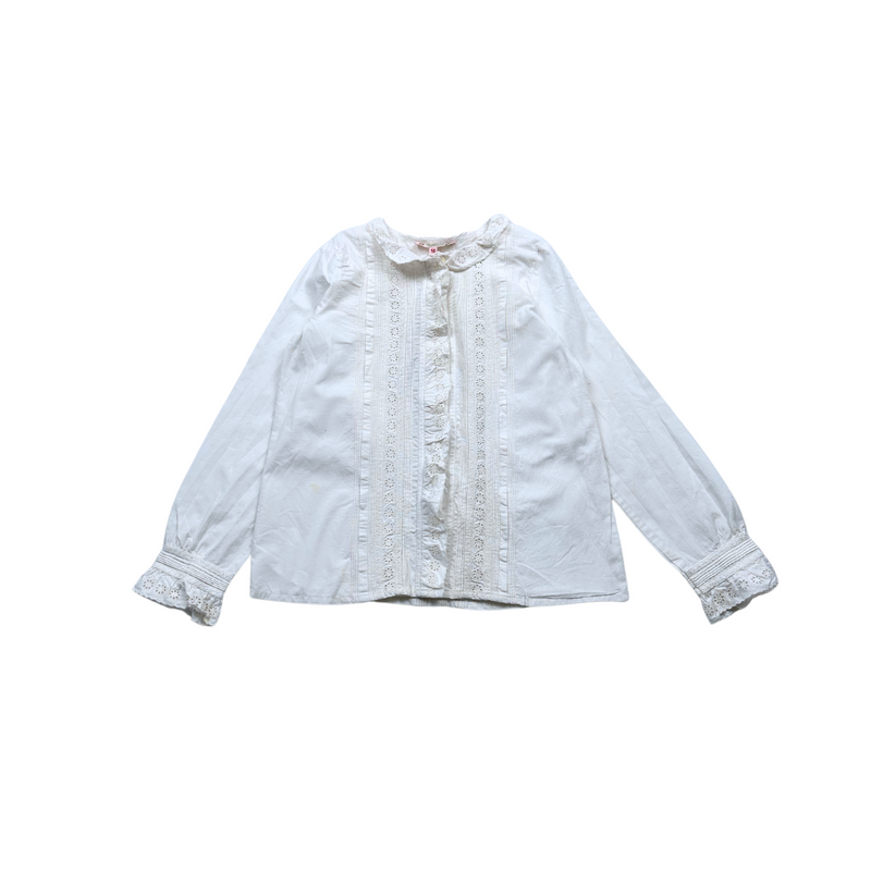 Bonpoint - Chemise Blanche À Dentelle - 10 Ans