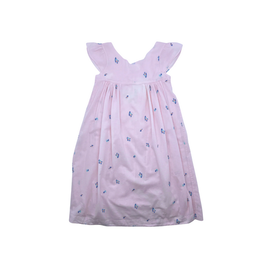 Bonpoint - Robe Longue Rose À Broderies - 10 Ans