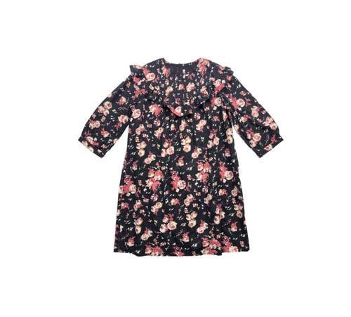 Bonpoint - Robe Noire À Fleurs - 12 Ans