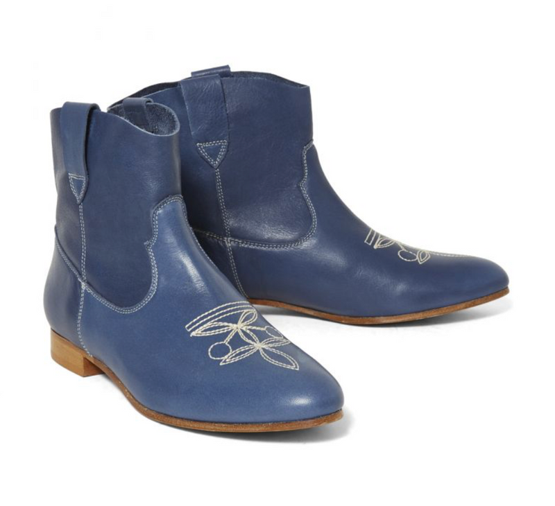 Bonpoint - Santiags En Cuir Souple Bleu Marines - 37