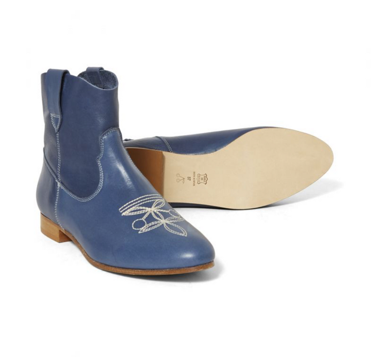 Bonpoint - Santiags En Cuir Souple Bleu Marines - 37