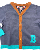 Bonpoint - Cardigan Bleu Ardoise « B » (Neuf) - 12 Mois