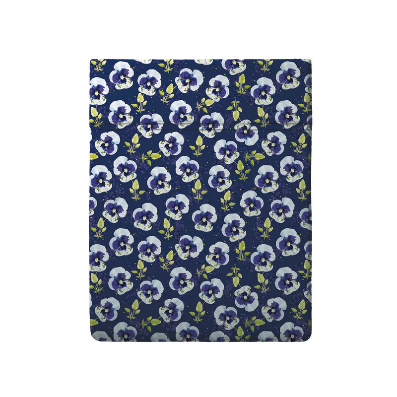 Pansy - Drap Plat Satin De Coton Pansy Small Blue Foncé