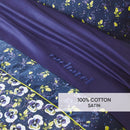 Pansy - Drap Plat Satin De Coton Pansy Small Blue Foncé