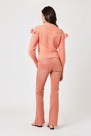 Pull Ml Col Rond Volants - Coral