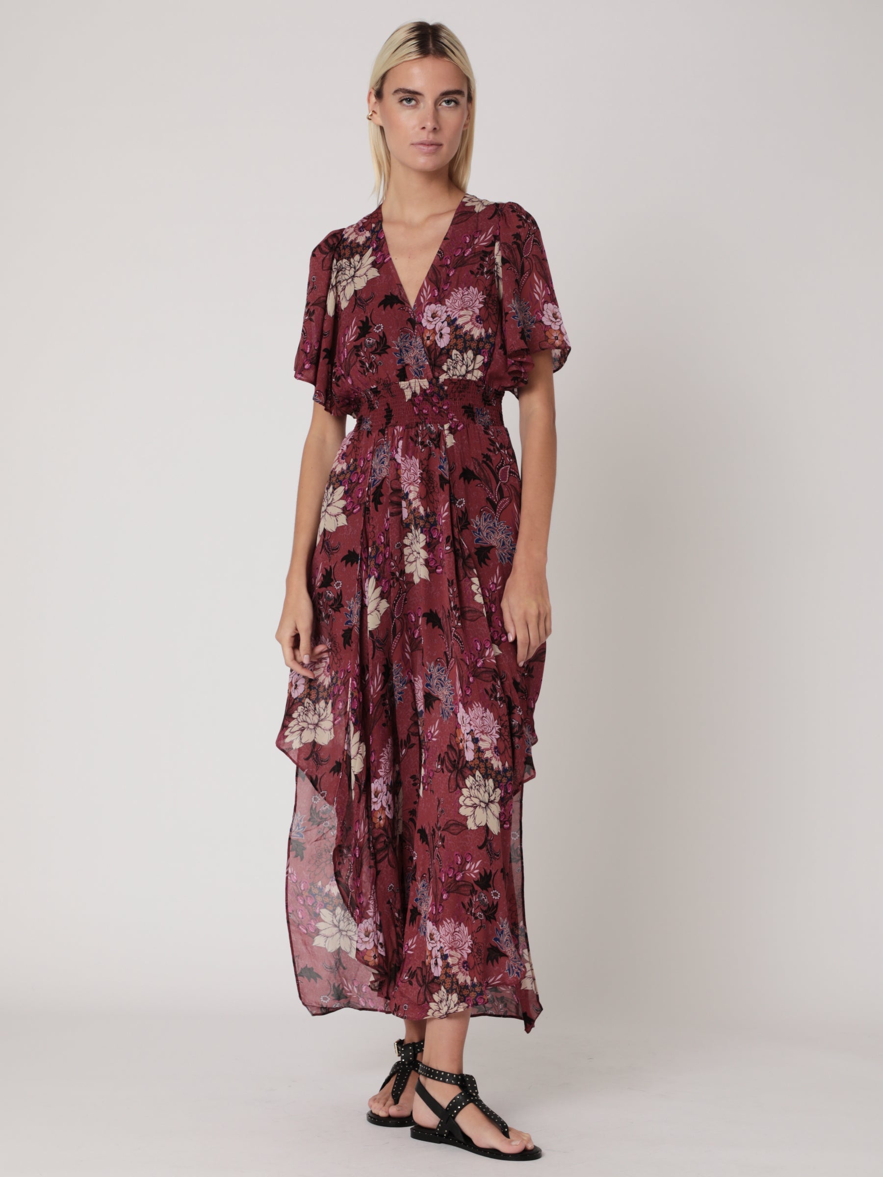 Berenice - Long Dress Printed Smocked Waist - El-Dabi