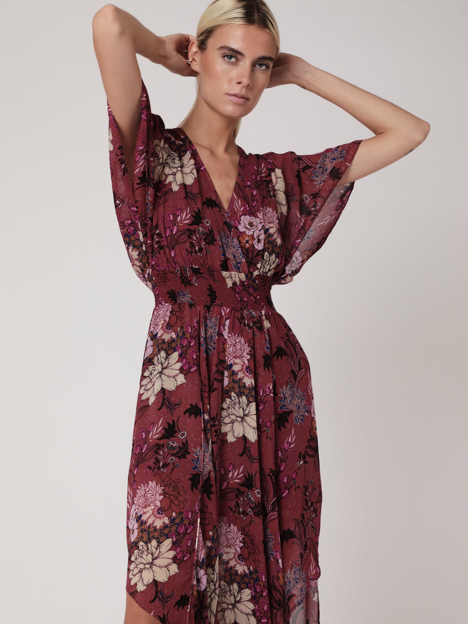 Berenice - Long Dress Printed Smocked Waist - El-Dabi