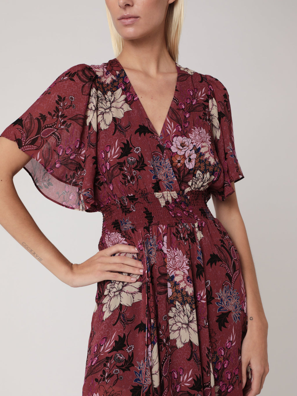 Berenice - Long Dress Printed Smocked Waist - El-Dabi