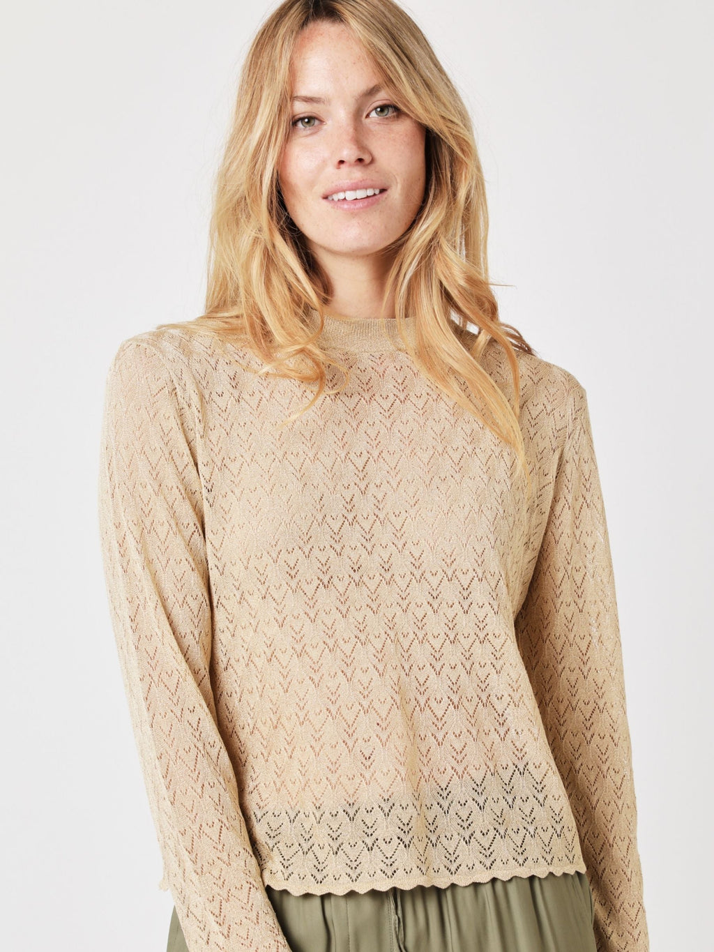Berenice - Jersey Cuello Redondo Ml Detalles Wave - Sand