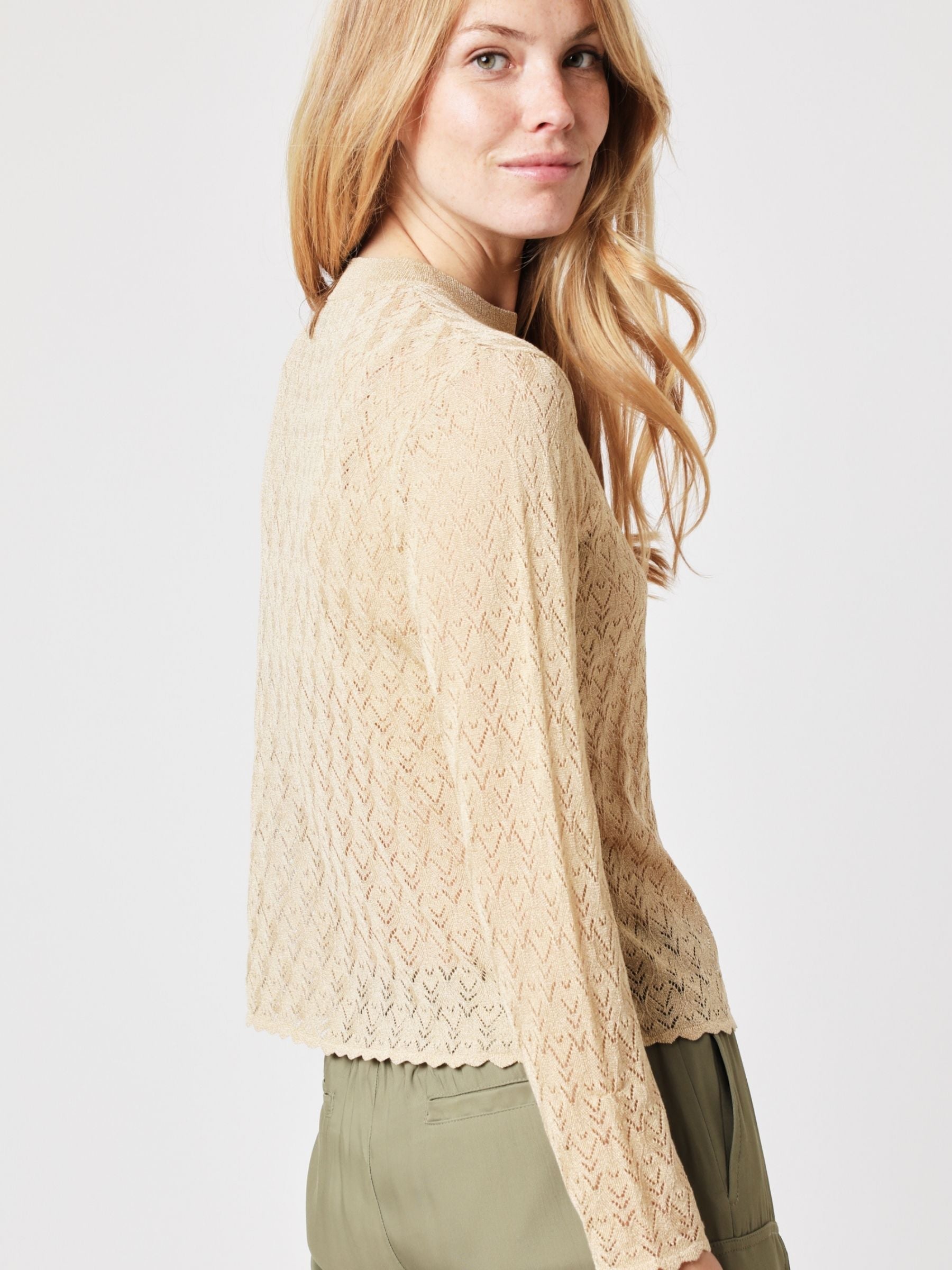 Berenice - Jersey Cuello Redondo Ml Detalles Wave - Sand