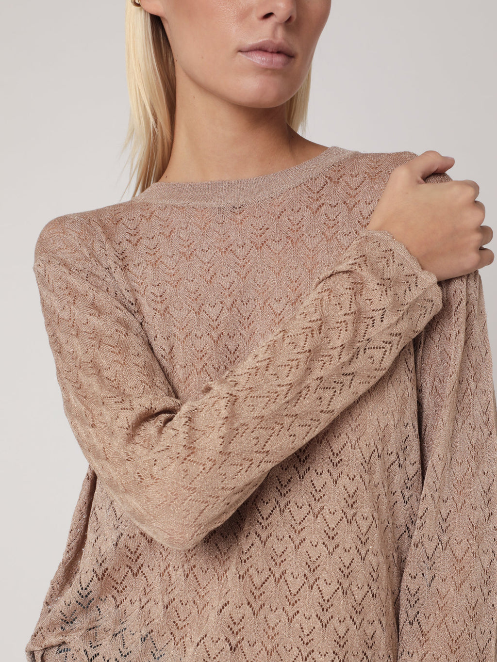 Berenice - Jersey Cuello Redondo Ml Detalles Wave - Sand