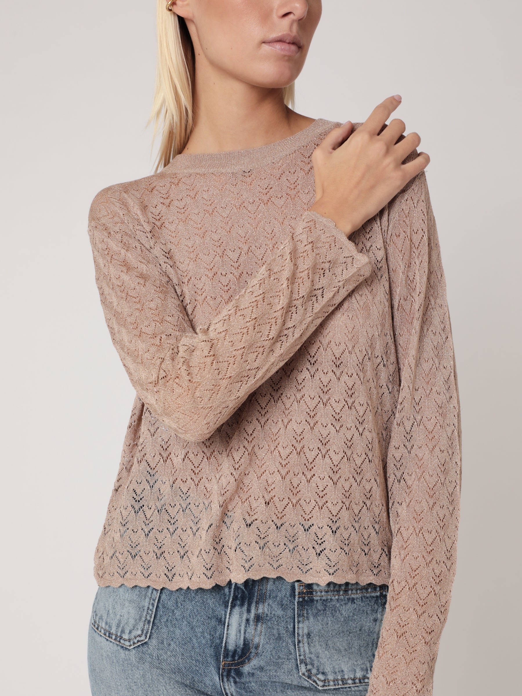 Berenice - Jersey Cuello Redondo Ml Detalles Wave - Sand