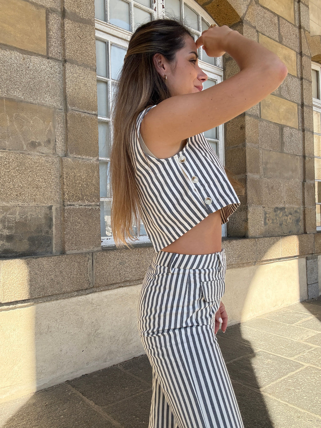 Top de rayas marineras azul