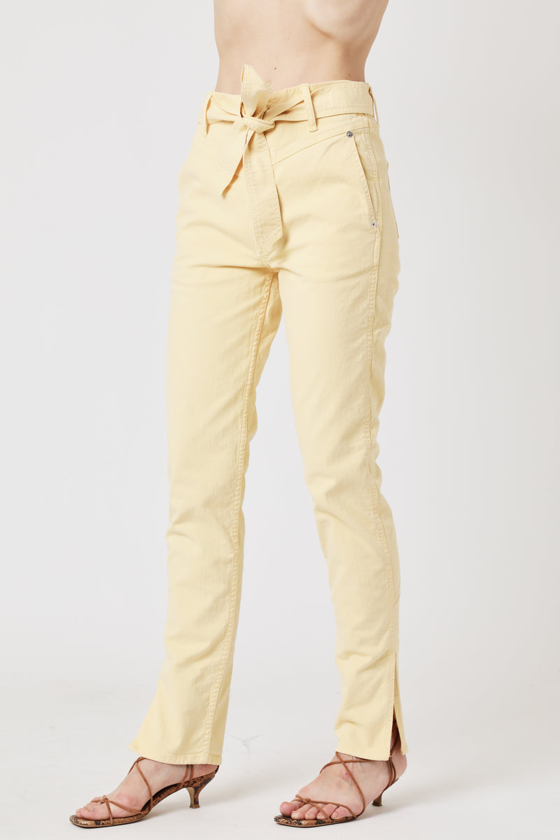 Jean Slim Taille Haute Ceinture - Light Yellow