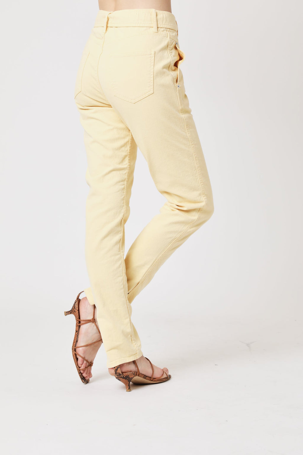 Berenice - Jean Slim Talle Alto Cinturón - Light Yellow
