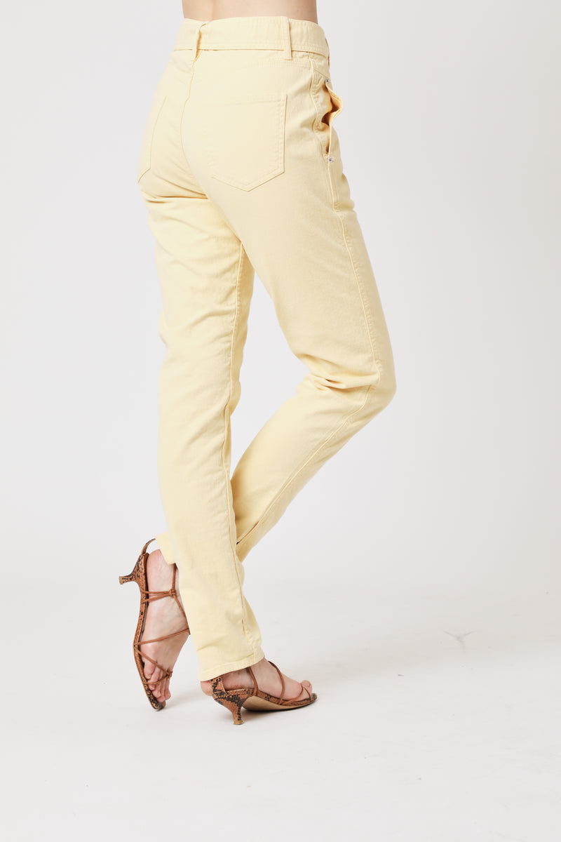 Jean Slim Taille Haute Ceinture - Light Yellow