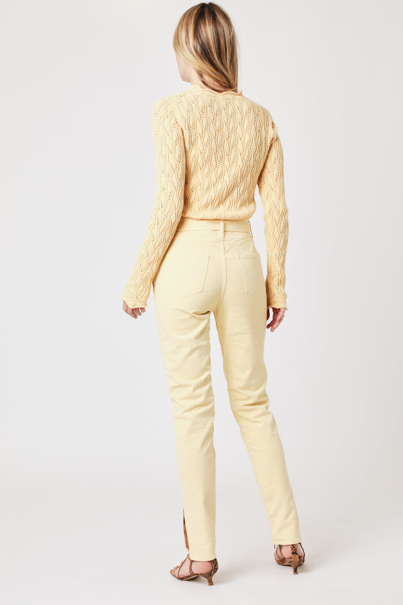 Jean Slim Taille Haute Ceinture - Light Yellow