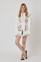 Berenice - Cardigan Flecos y Artwork - Off White