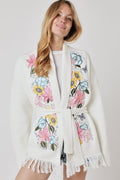 Berenice - Cardigan Flecos y Artwork - Off White