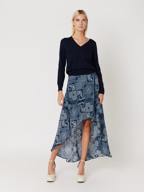 Jupe Longue Imprimé Asymetrique - Nebulla