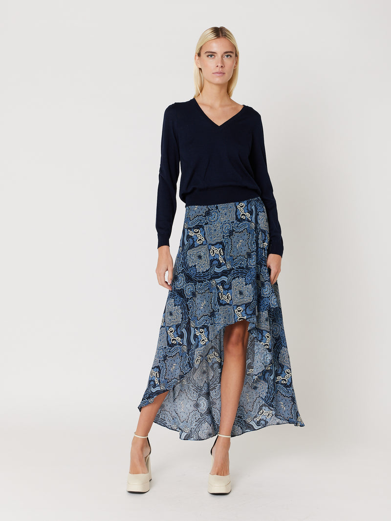 Jupe Longue Imprimé Asymetrique - Nebulla