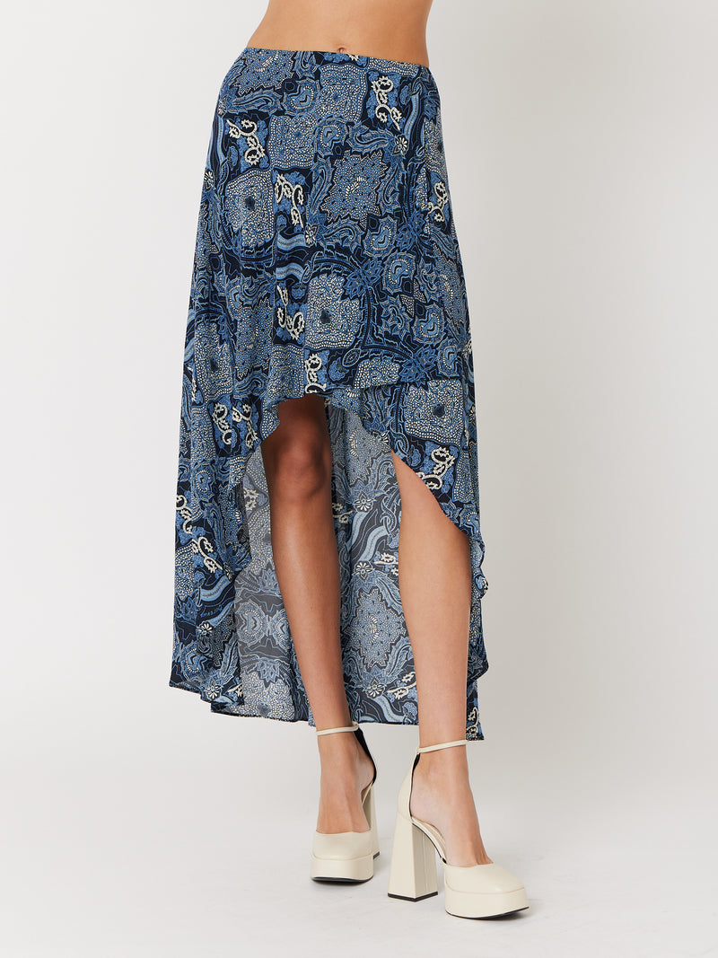 Jupe Longue Imprimé Asymetrique - Nebulla
