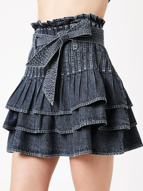 Jupe Courte Denim Surpiquee - Denim