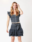 Jupe Courte Denim Surpiquee - Denim