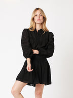Berenice - Short Plain Skirt with Cutouts - Black