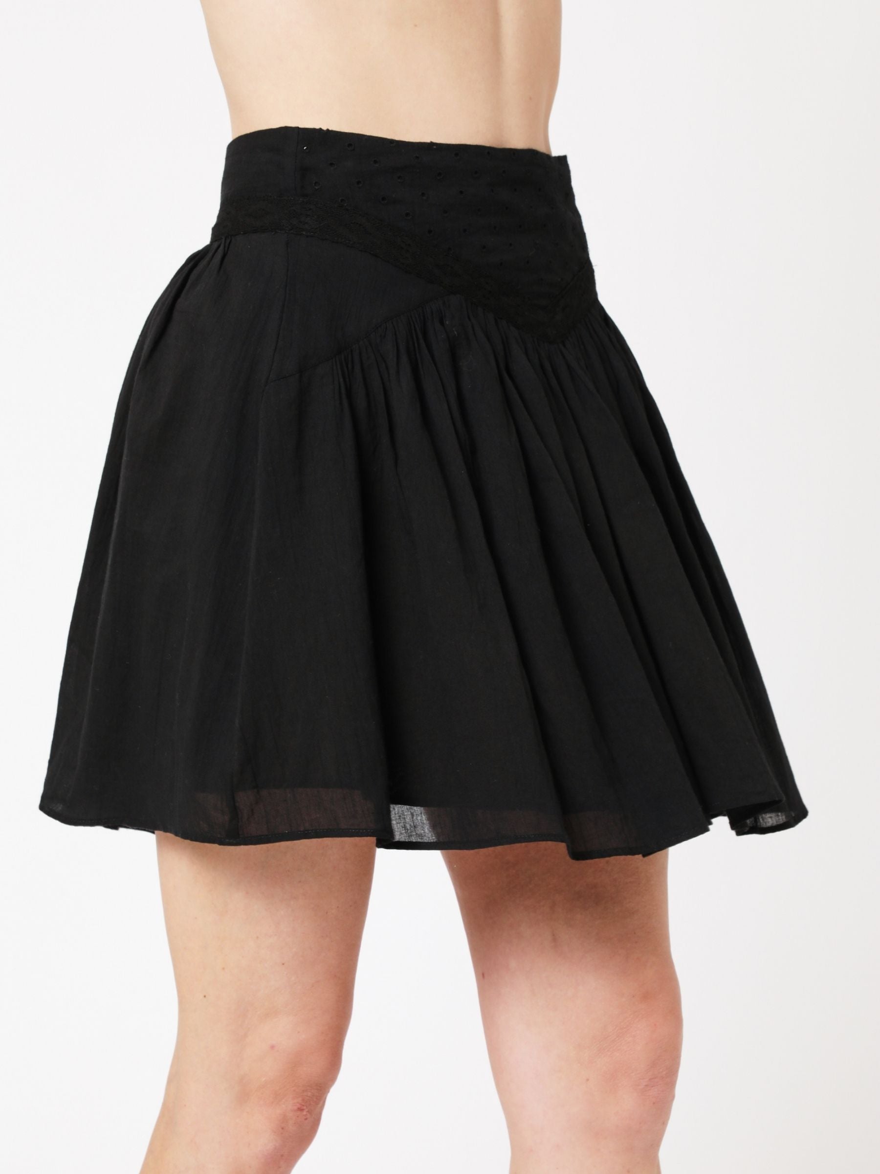 Berenice - Short Plain Skirt with Cutouts - Black