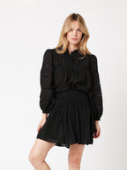 Berenice - Short Plain Skirt with Cutouts - Black