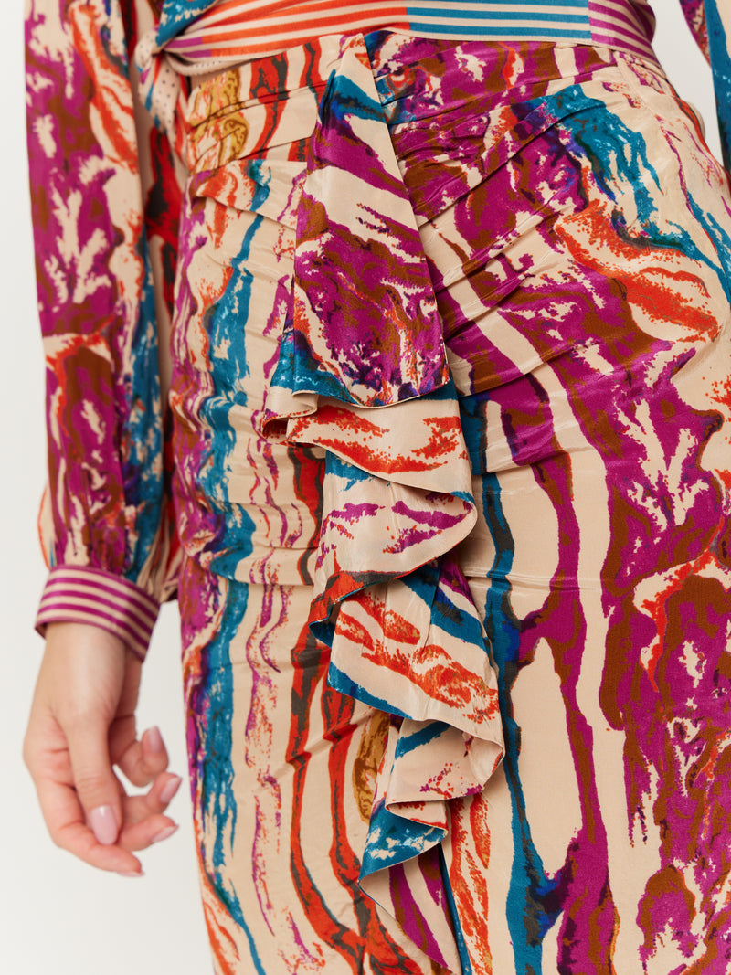 Jupe Longue Imprimé Volant - Angie