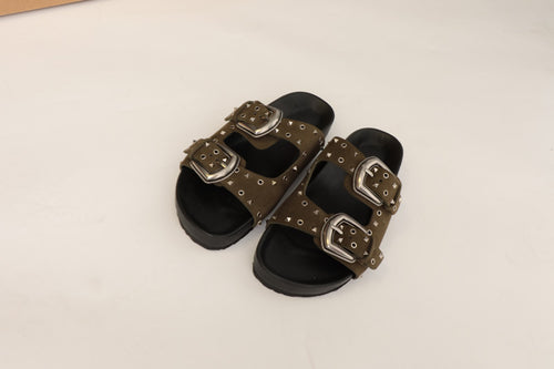 Sandale Suede Dbl Boucle Studs - Khaki