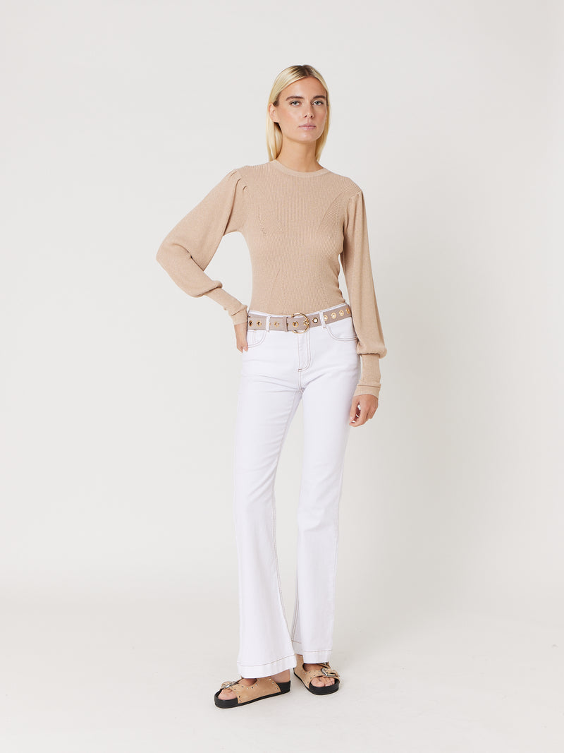 Jean Flare Poche Plaque - Off White