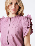 Berenice - Short Plain Dress Embroidered Shoulders - Parma