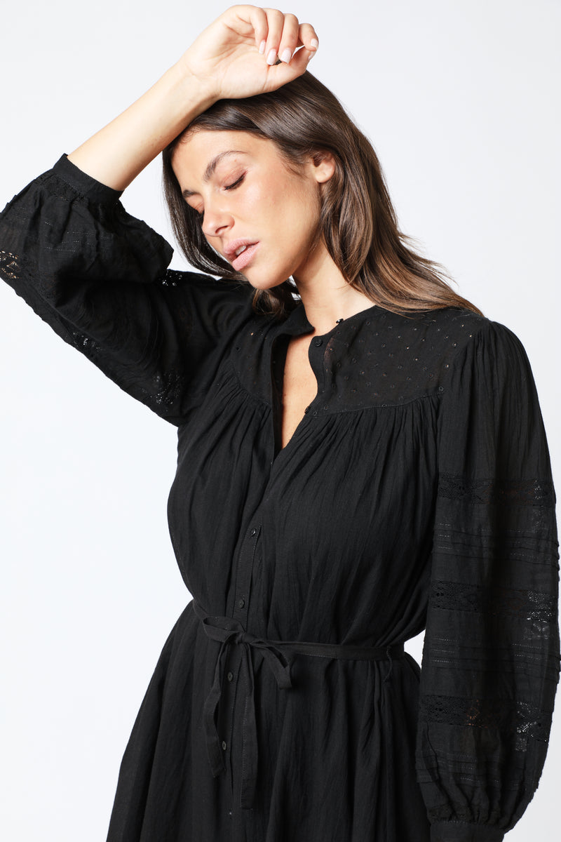 Robe Courte Unie Ml Plis - Black