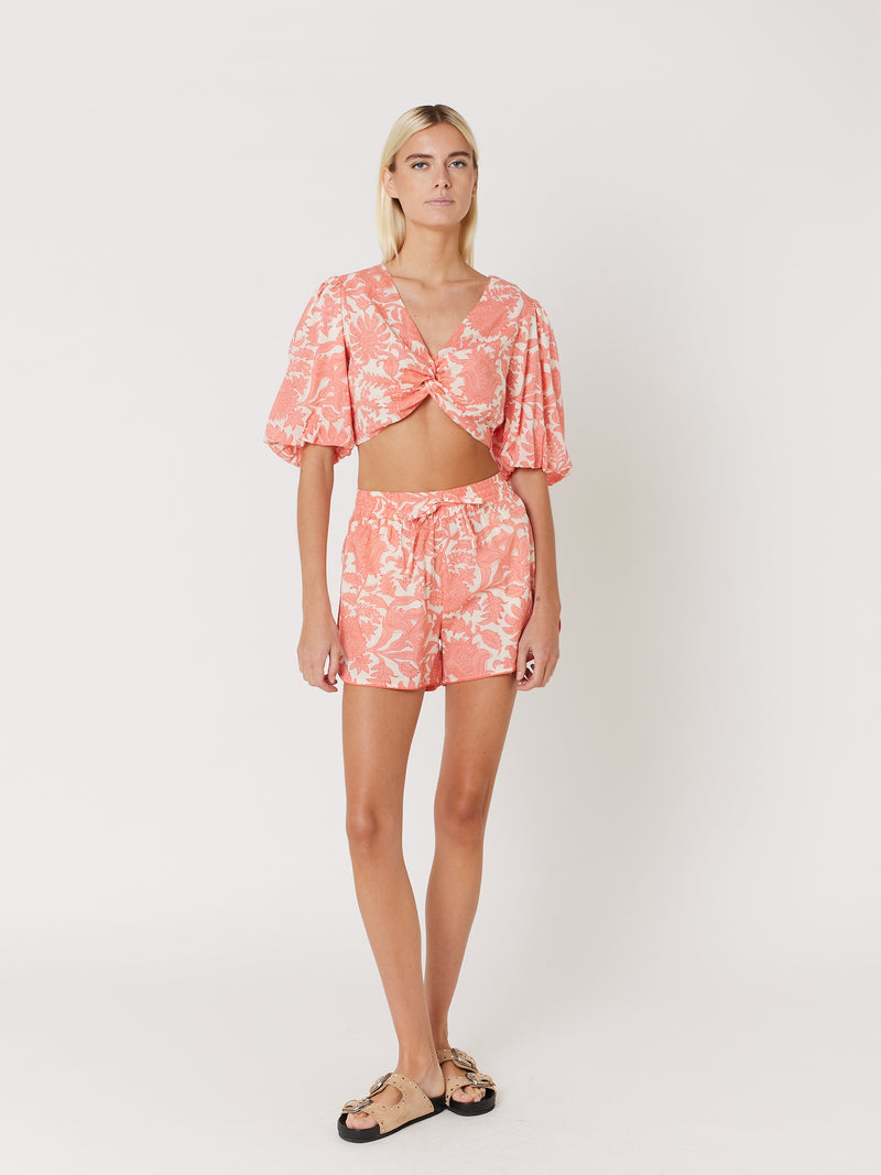 Crop Top Imprimé Noue Devant - Madeira