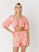 Crop Top Imprimé Noue Devant - Madeira